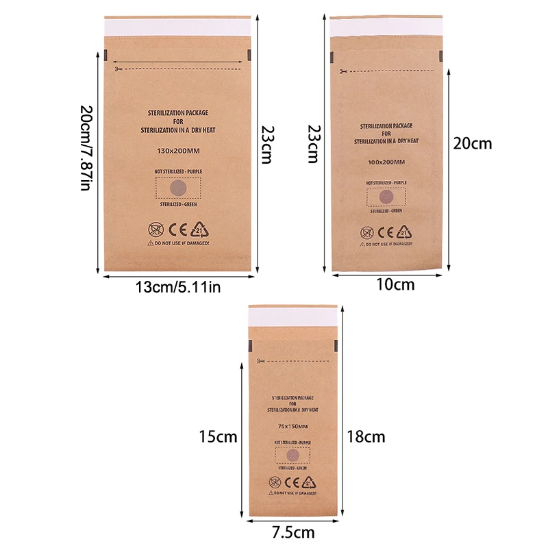 10Pcs Self-Sealing Kraft Paper Bag Disposable Disinfection Bag Nail Tools Sterilizer Manicure Bags Sterilization Pouch