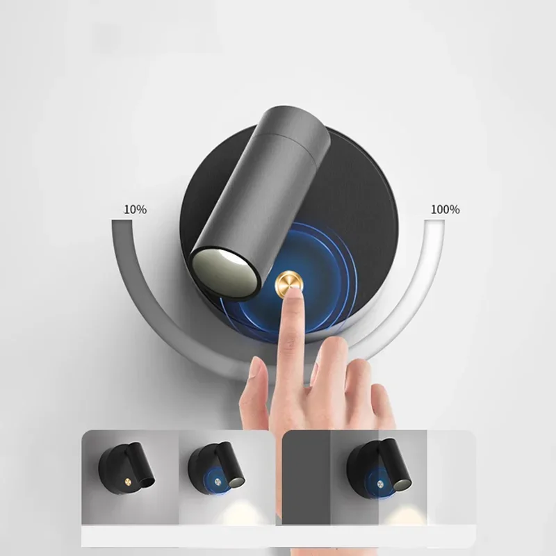 LED Wall Sconces light, 3 Brightness Levels 3 Color Modes Wall Lights, 3000mAh Battery Operated 360° Rotatable Touch Control LED