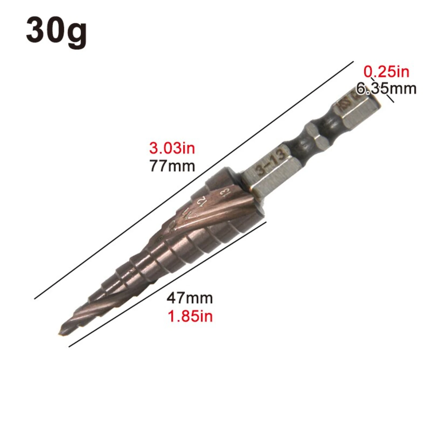 M35 Hexagonal Spiral 3-13mm Cobalt Containing Step Drill Stainless Steel Hole Opener Co Pagoda Drill Bit Cutting Tool