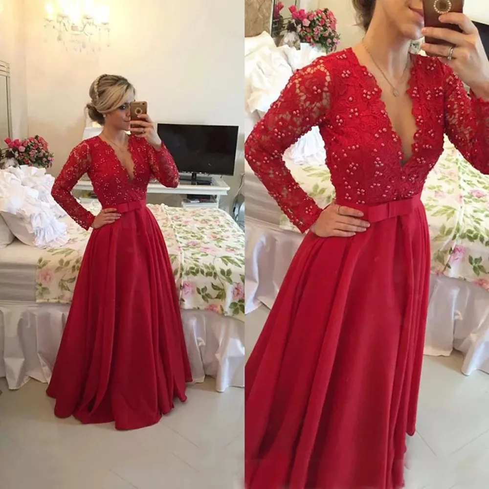 

ANGELSBRIDEP Red Mother of The Bride Dresses for Weddings Lace Beaded A Line Evening Groom Godmother Dresses Vestido De Madrinha