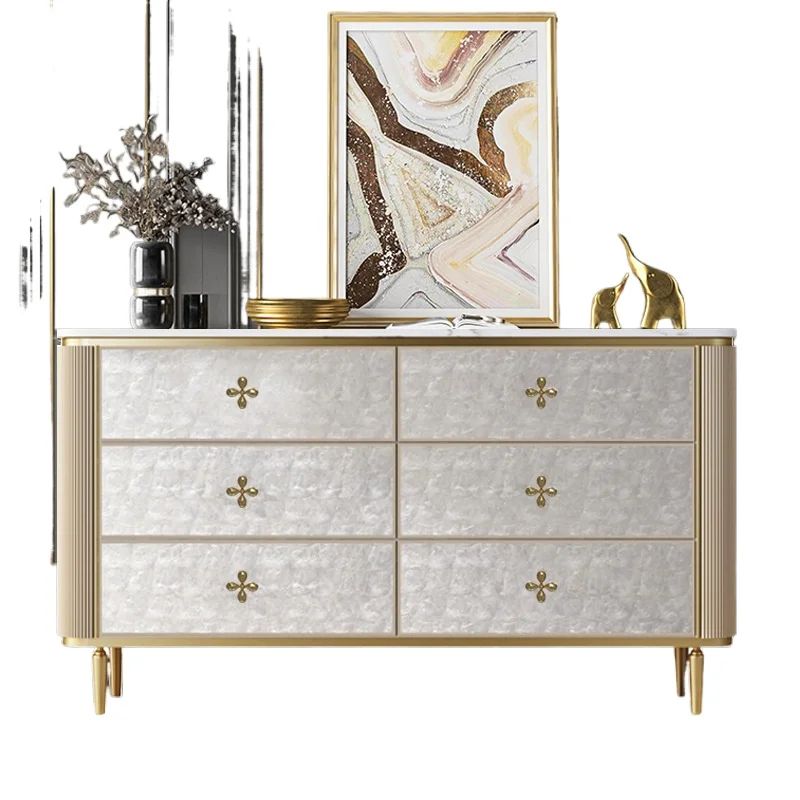 

light luxury solid wood bedroom chest of drawers, high - end storage cabinet, suitable for modern simple living room