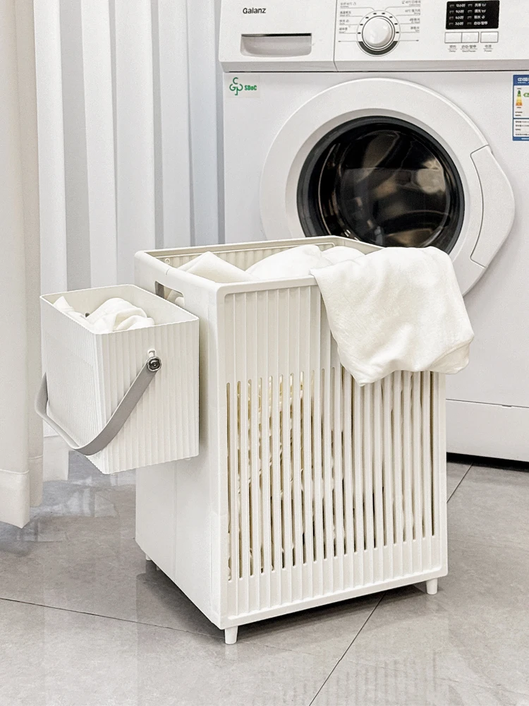 Large Capacity Laundry Hamper Bathroom Home Use Foldable Dirty Clothes Basket High Value Nordic Style Pure Color Storage Basket