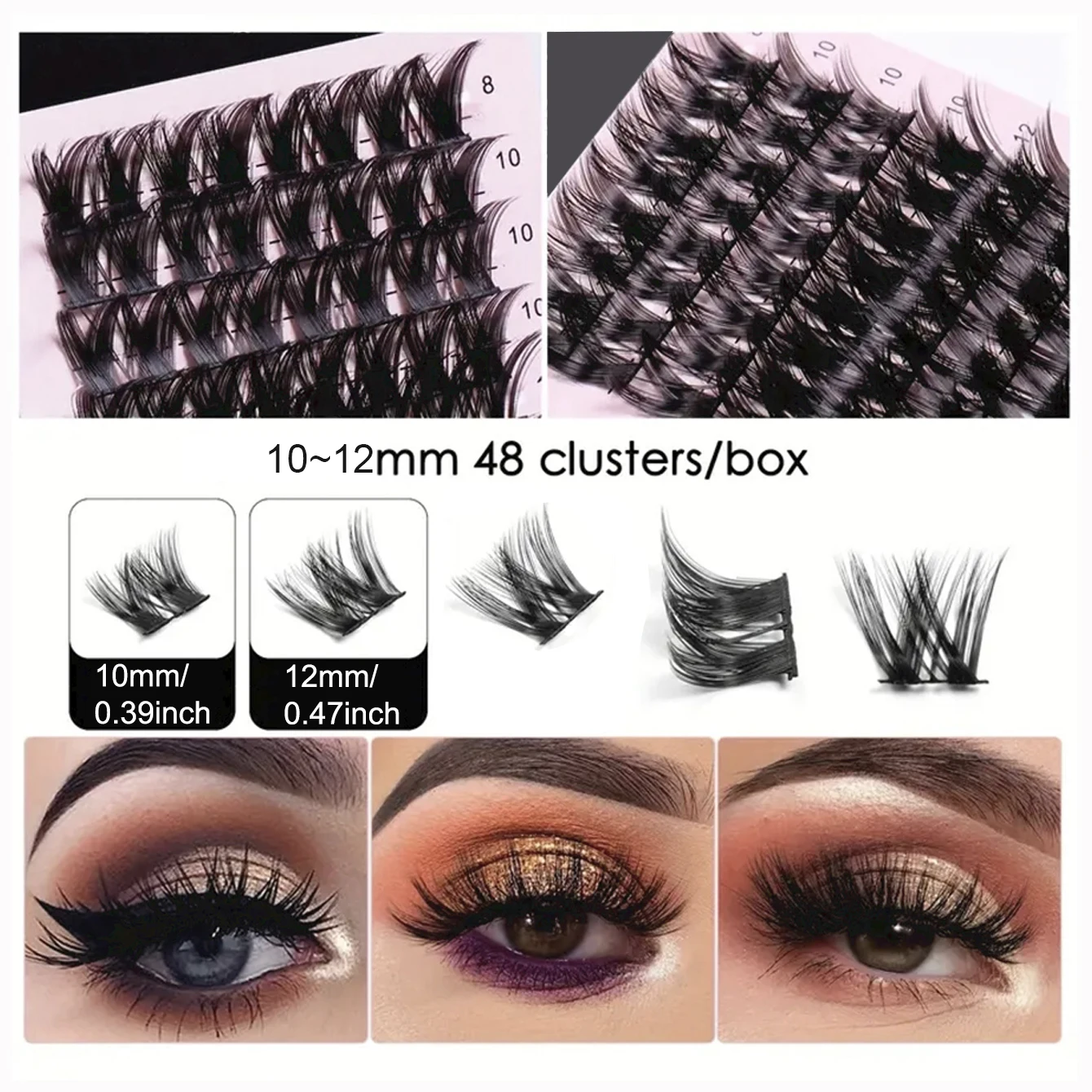 48 clusters of DIY eyelashes, soft, natural, easy to apply, reusable, suitable for daily false eyelashes