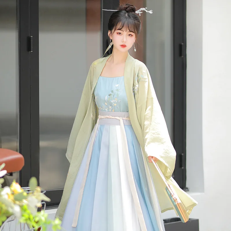 

NT52 2024 Original Song Dynasty Hanfu Female Chinese Style Element Long Yizi Embroidery Waist-length Ancient Dress Fairy y43