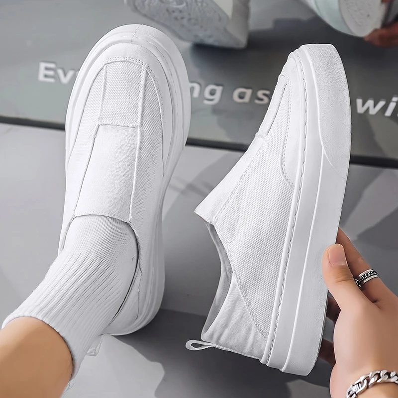 Fashion Men's Casual Shoes Platform Board Shoes Mesh Breathable Man Sneakers Comfortable Slip on Flats Lightweight Walking Shoes view 5