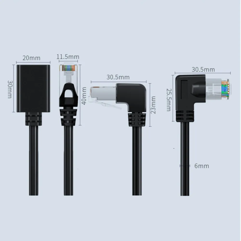 كابل شبكة الزاوية اليمنى لأعلى/أسفل/يسار/يمين بزاوية CAT6 سلك الشبكة RJ45 كابل Cat6 سلك إيثرنت كابل تمديد الشبكة