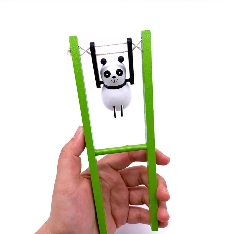 Novelty Funny Creative Wooden Acrobatic Panda Wooden Decompression Pull Line Flip Heel Fun Children's Toys Gift Christmas Gifts