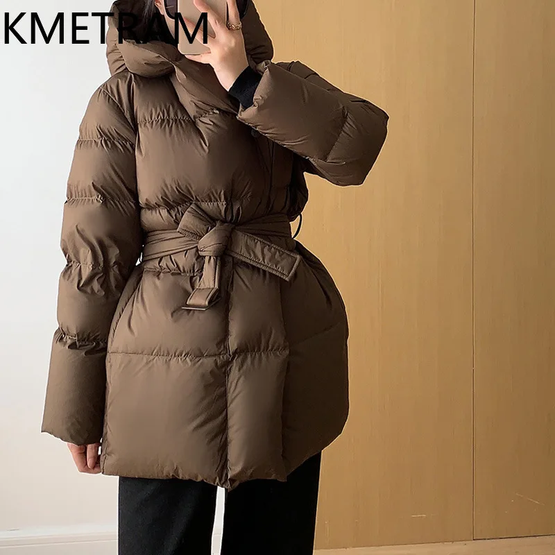 KMETRAM Weiße Entendaunenjacken, hochwertig, neu in Outwears, modische Pufferjacke, Winterkleidung für Damen, 2024, Winterjas Dames