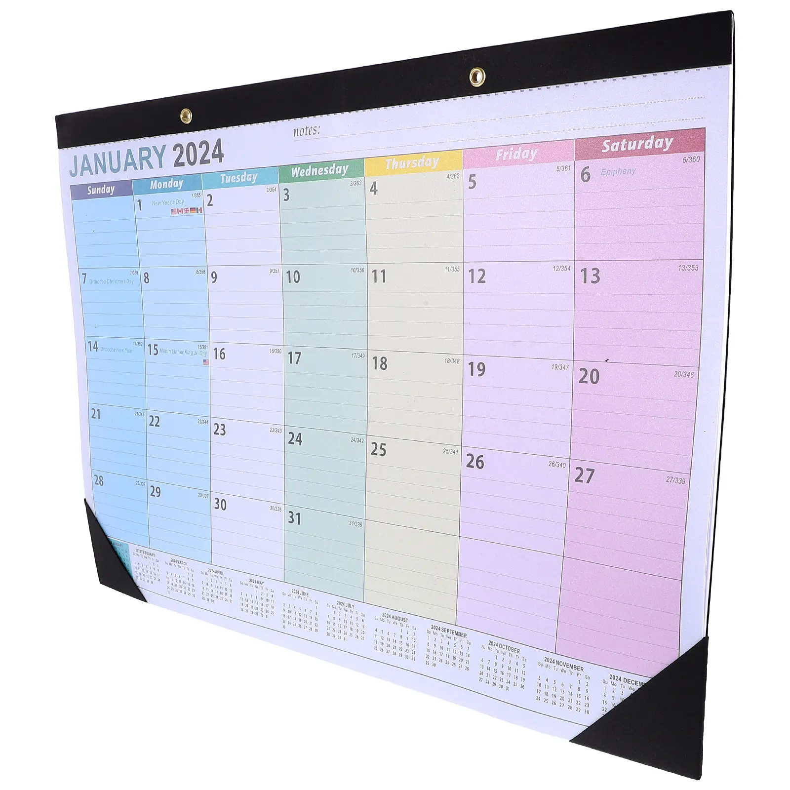 2024 Wall Calendar Sturdy Monthly Hanging Calendar with Perforated Hole Design for Home Office School Daily Use and Appointment
