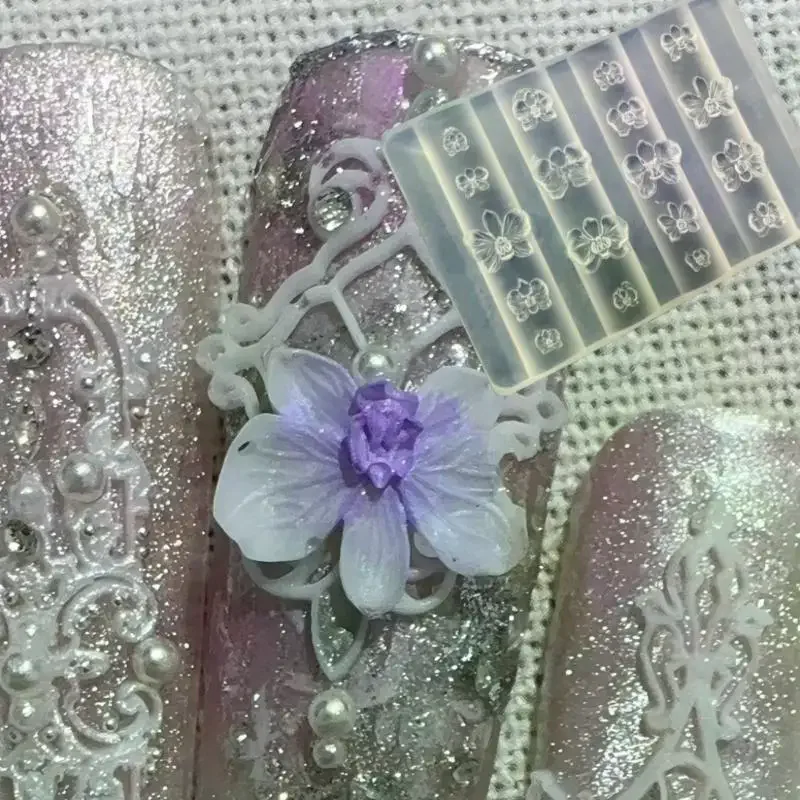 Moule à ongles en Silicone 3D fleur Phalaenopsis, bricolage, fleur d'orchidée papillon douce, modèle de manucure, sculpture, outils de moule pour Nail Art