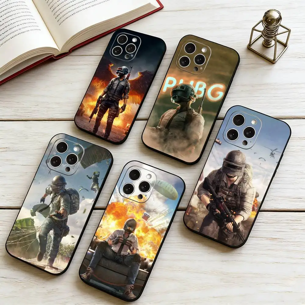 P-PUBG M-MOBILE Game Phone Case For iPhone 17, 16,15,14,13,12,11 Plus,Pro Max, Others Soft Black Cover Gift