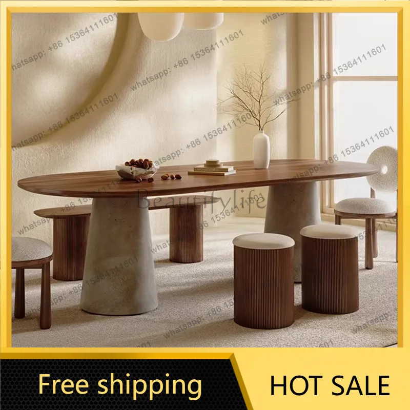 FG Designer Office Dining Table Wood Reception Space Saving Luxury Dining Table Center Dressing Study Muebles Living Room Furnit