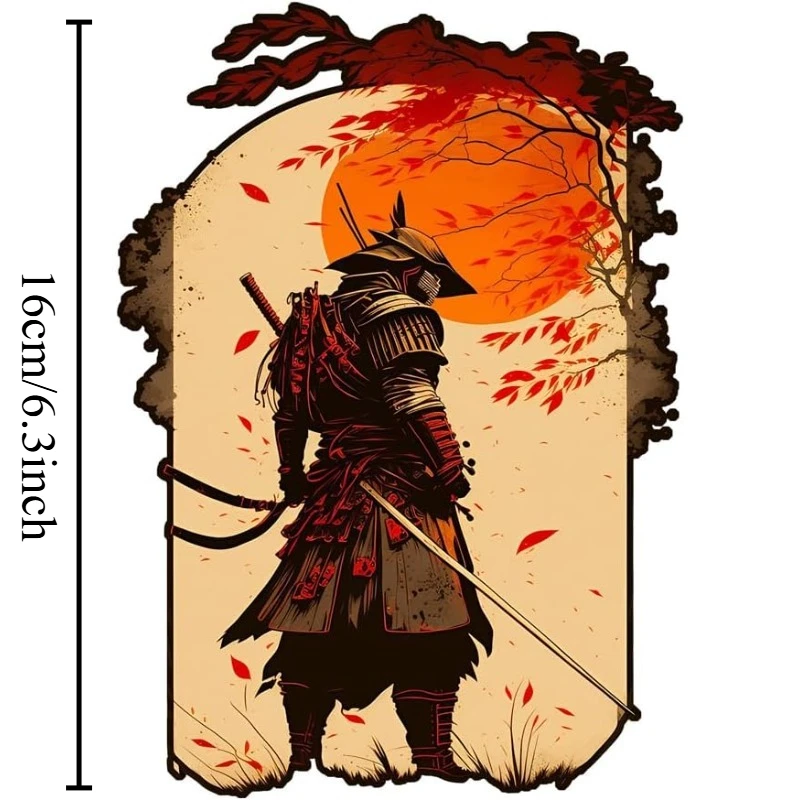 1Pc 2D Flat Samurai Warrior Vinyl Sticker, Waterproof Decal For Camper Van Bumper Decor, Holiday Gift