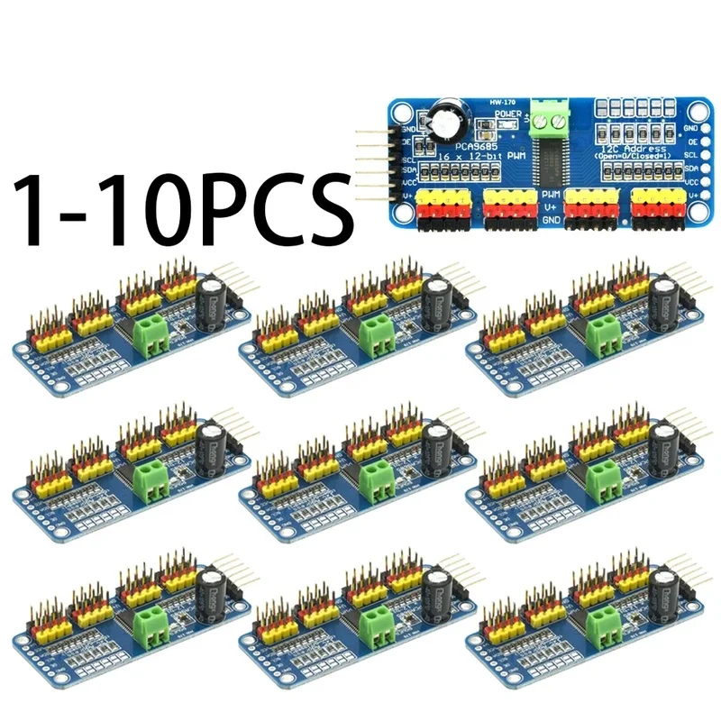 1-10PCS 16 Channel 12-Bit PWM Servo Shield Driver I2C Interface PCA9685 Module For Raspberry Pi