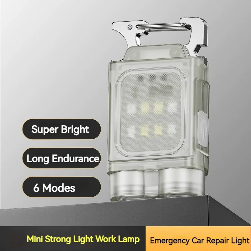 

Mini LED Work Light Portable LED COB Side Lights USB Rechargeable 6 Modes Flashlight Keychain Light Torch Camping Lights