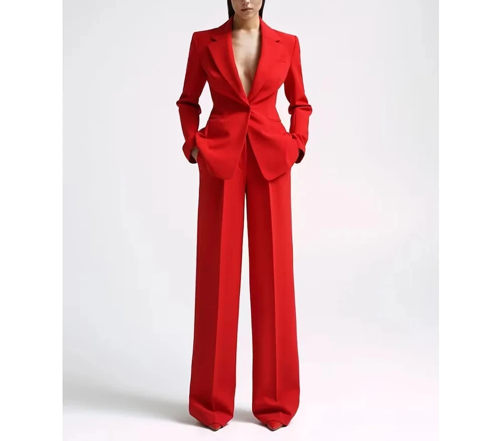 

Notch Lapel One Button Women Suits Slim Summer Fashion Formal Solid Outfits Office Casual Daily Pants Sets Two Piece
