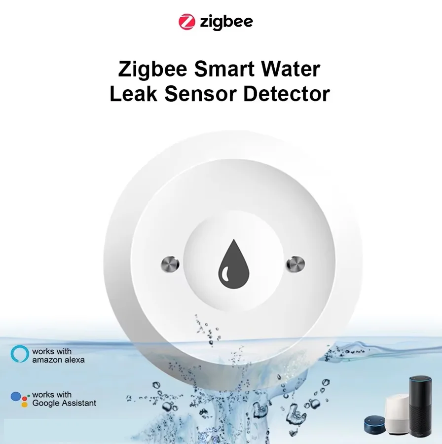 Zigbee Water Leak Detector Water Flood Sensor Alert Overflow Water Leakage Sensor for Kitchen/Bathroom