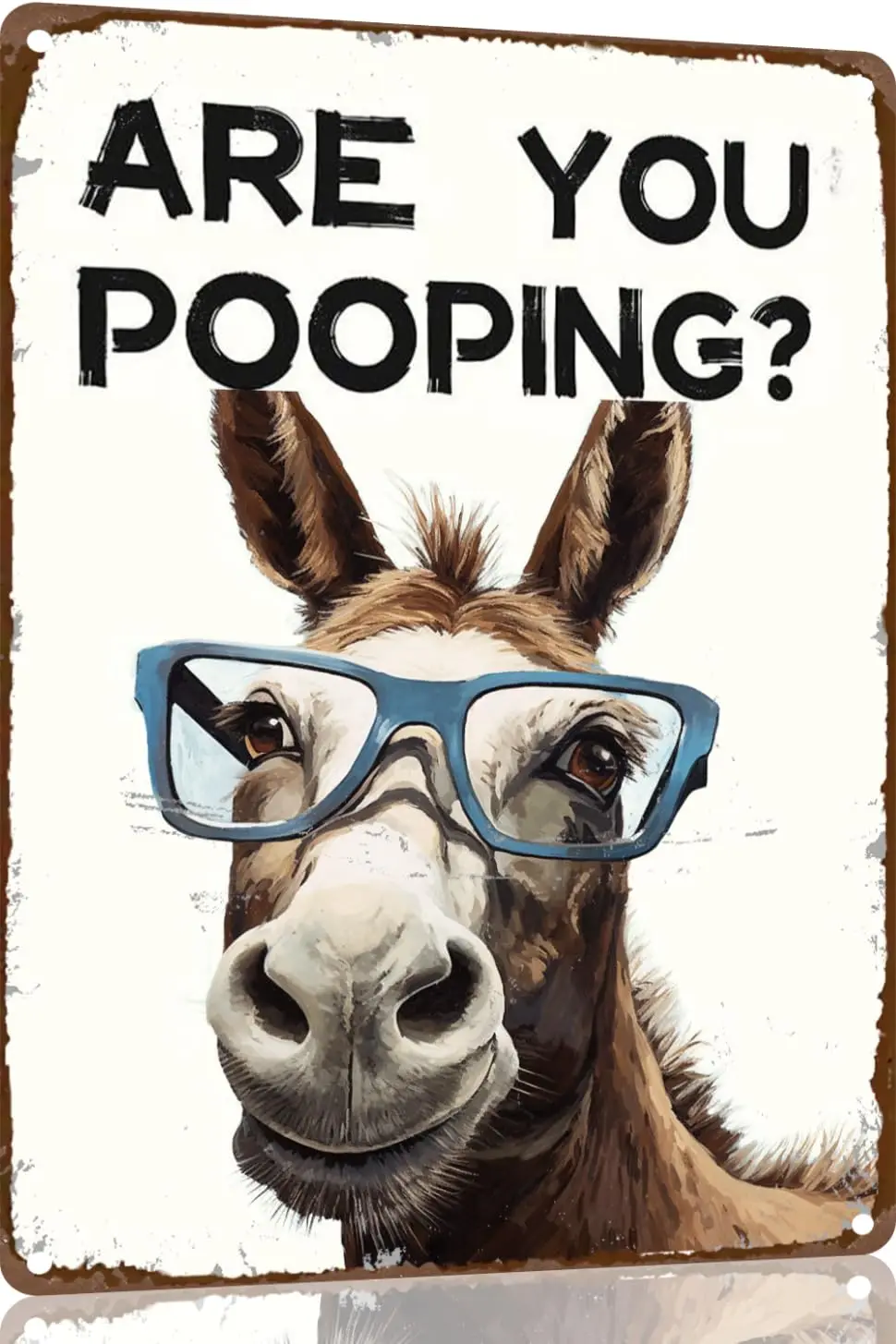 Funny Donkey Are You Pooping Metal Signs Vintage Farmhouse Bathroom Wall Decor Donkey Lovers Gift 8 x 12 Inch(964)