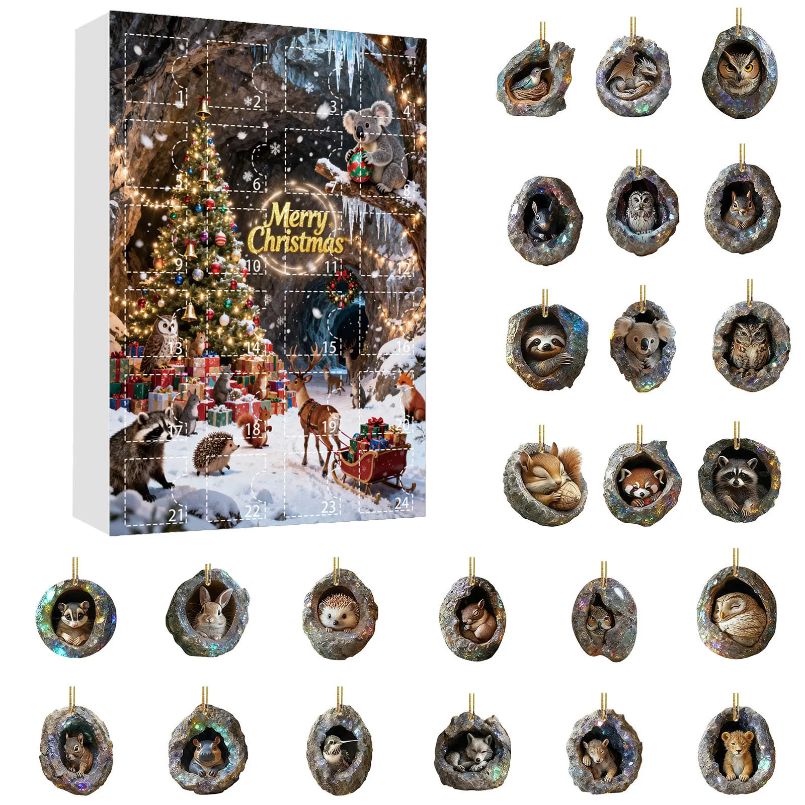 Large Digital Timer for Sports Christmas Tree Hole Themed Countdown Calendar 24 Day Count down until Christmas Calendars