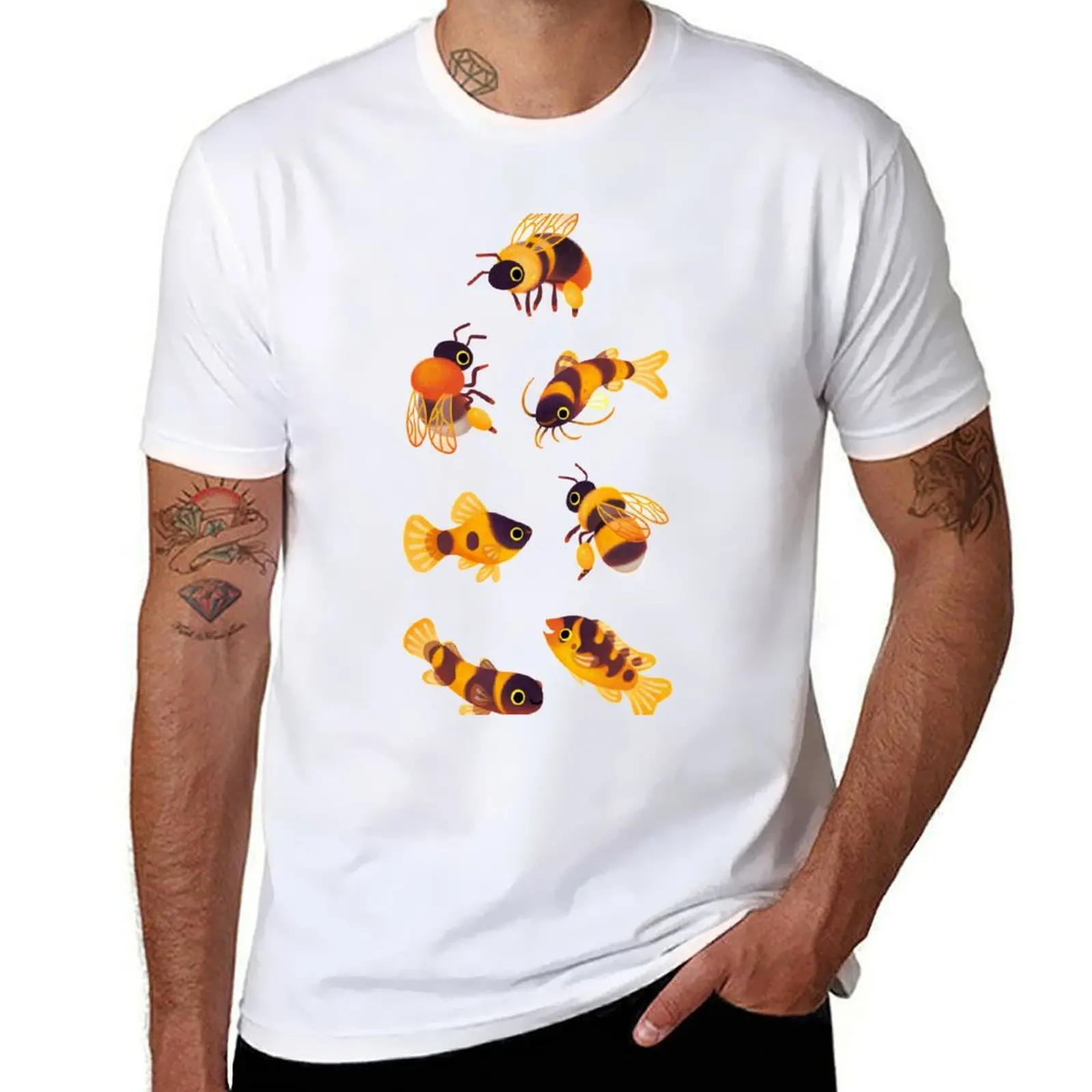 

Bumblebee and fish T-Shirt hippie clothes Blouse cute clothes mens clothing