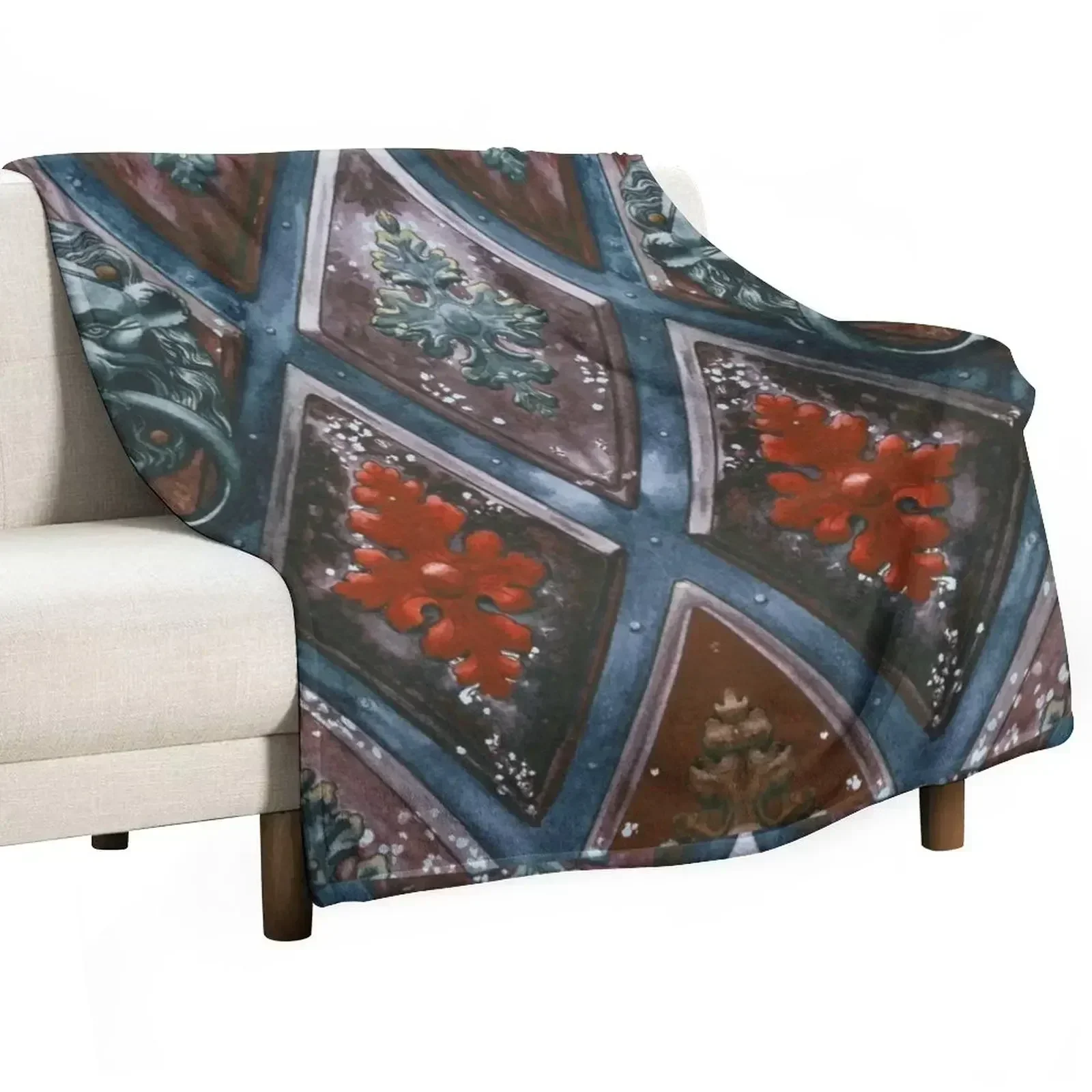 

Innsbruck Lion Doorknocker Throw Blanket Quilt Plaid on the sofa for winter manga Blankets