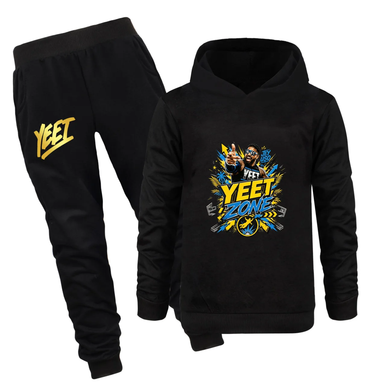 New Jey Uso Yeet Costume Kids Fashion Hoodies Jogger Pants Two Piece Set Boys Sweatshirts+Sweatpants Children Trendy Outfit Sets