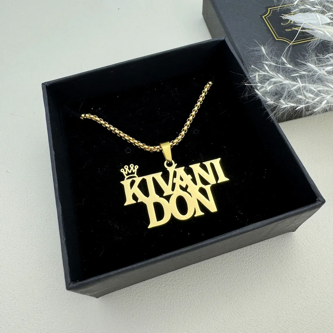 Custom Crown Name Necklace Women Men Trendy Jewelry Personalized Gold Color Stainless Steel Bead Chain Nameplate Necklace