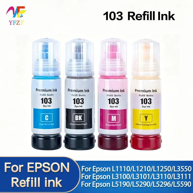 

Чернила для заправки Epson EcoTank L1110 L3100 L3110 L3111 L3116 L3150 L3151 L3156 L3160 L5190 (103 EP103 T103)