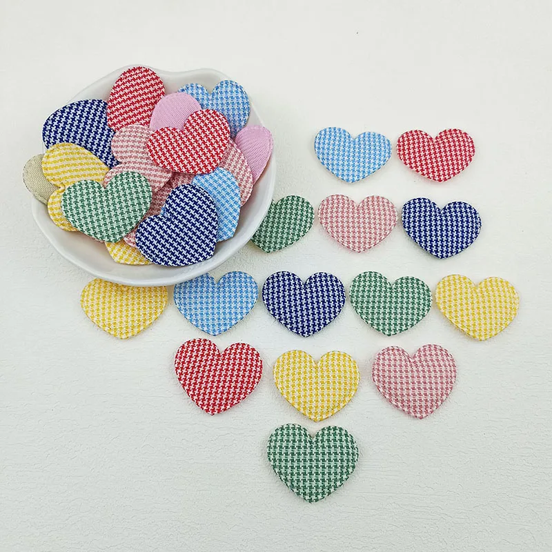 60Pcs Stripe Heart Padded Applique For Children\'s Headband Hair Clip Accessories, Shoes, Hats Decoration Patches