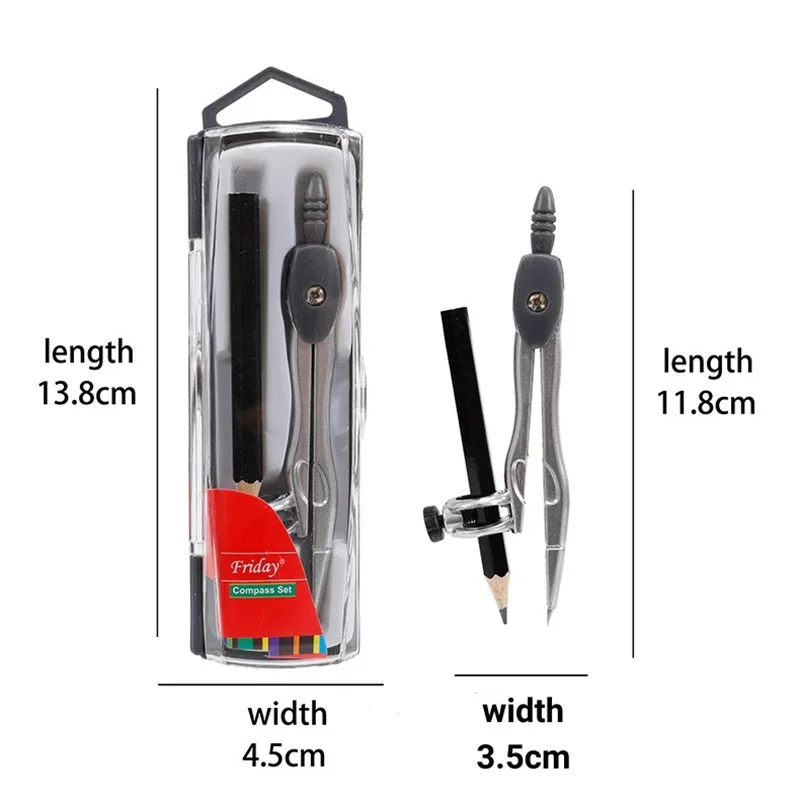 Boussole géométrique professionnelle pour enfants, outil de dessin, ensemble de mathématiques, outils en métal, calcul de proximité, boussole pour étudiant, cercle de crayon