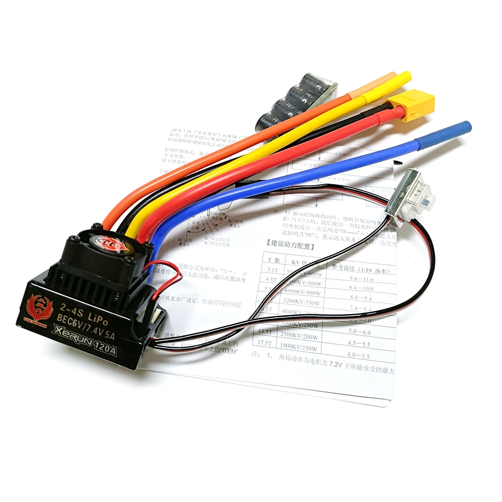 Fire Phoenix 120A Brushless Sensored Motor & ESC LED Program Card Combo Set for 1/8 1/10 1/12  RC Car RC Boat