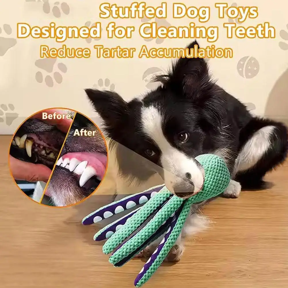 Peluche per animali domestici di alta qualità giocattolo per cani stridulo polpo di peluche per interni adatto per cani di grossa taglia giocattolo interattivo per animali domestici Q2l1