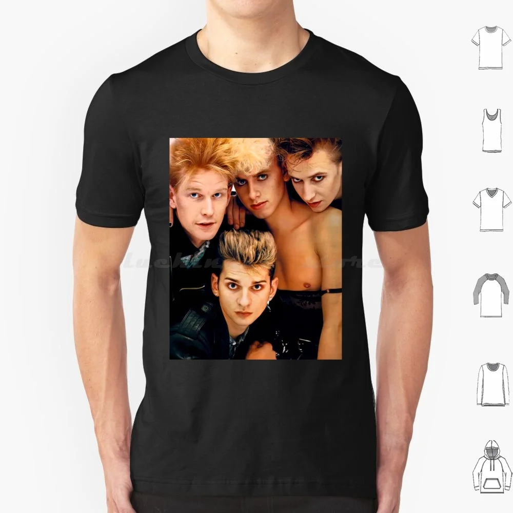 Dm 80s Lineup Camiseta de algodón hombres mujeres DIY estampado música para las masas celebración negra 80s Synth Dave Gahan Andrew Fletcher