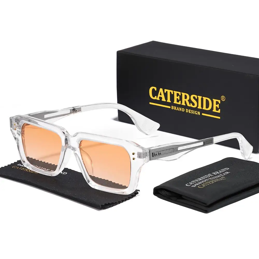 CATERSIDE Neue quadratische Sonnenbrille für Herren, Premium-PC-Rahmen mit Metallbügel, UV400, für Damen, Retro-Mode, Fahrdekoration, Brillen – Detail 16