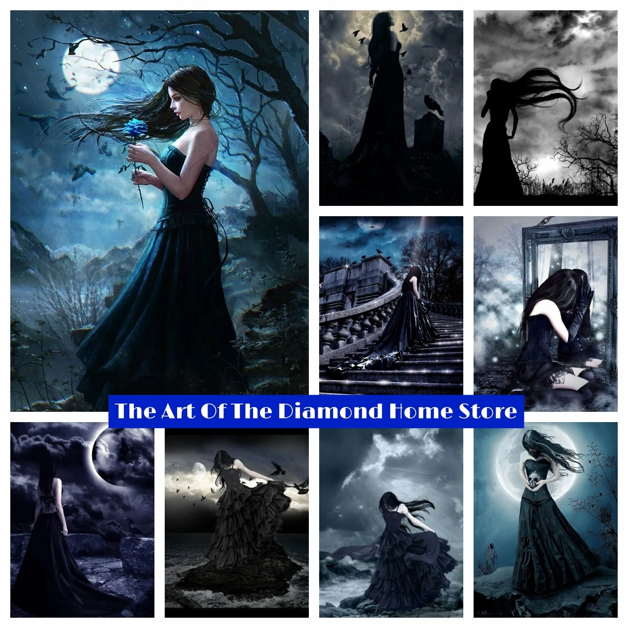 

Vampire Girl Witch 5D DIY AB Diamond Painting Mosaic Halloween Gothic Dark Art Square RoundCross Stitch Rhinestones New Arrivals