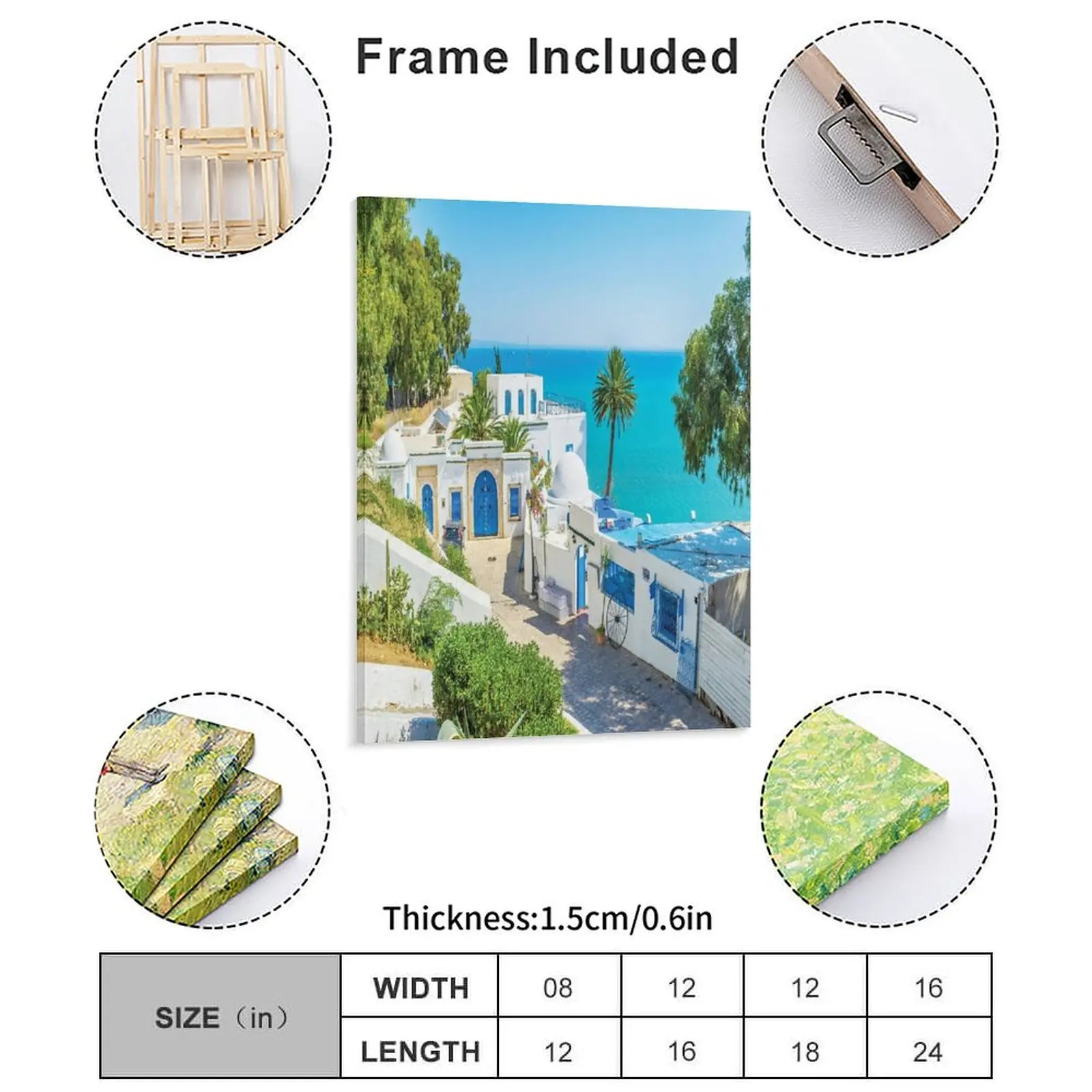 Traditional Blue Tunisian Door Sidi Bou Said Canvas Painting Kitchen Plaques Cave Living Room Sidi Bou Said Framed Wall Painting