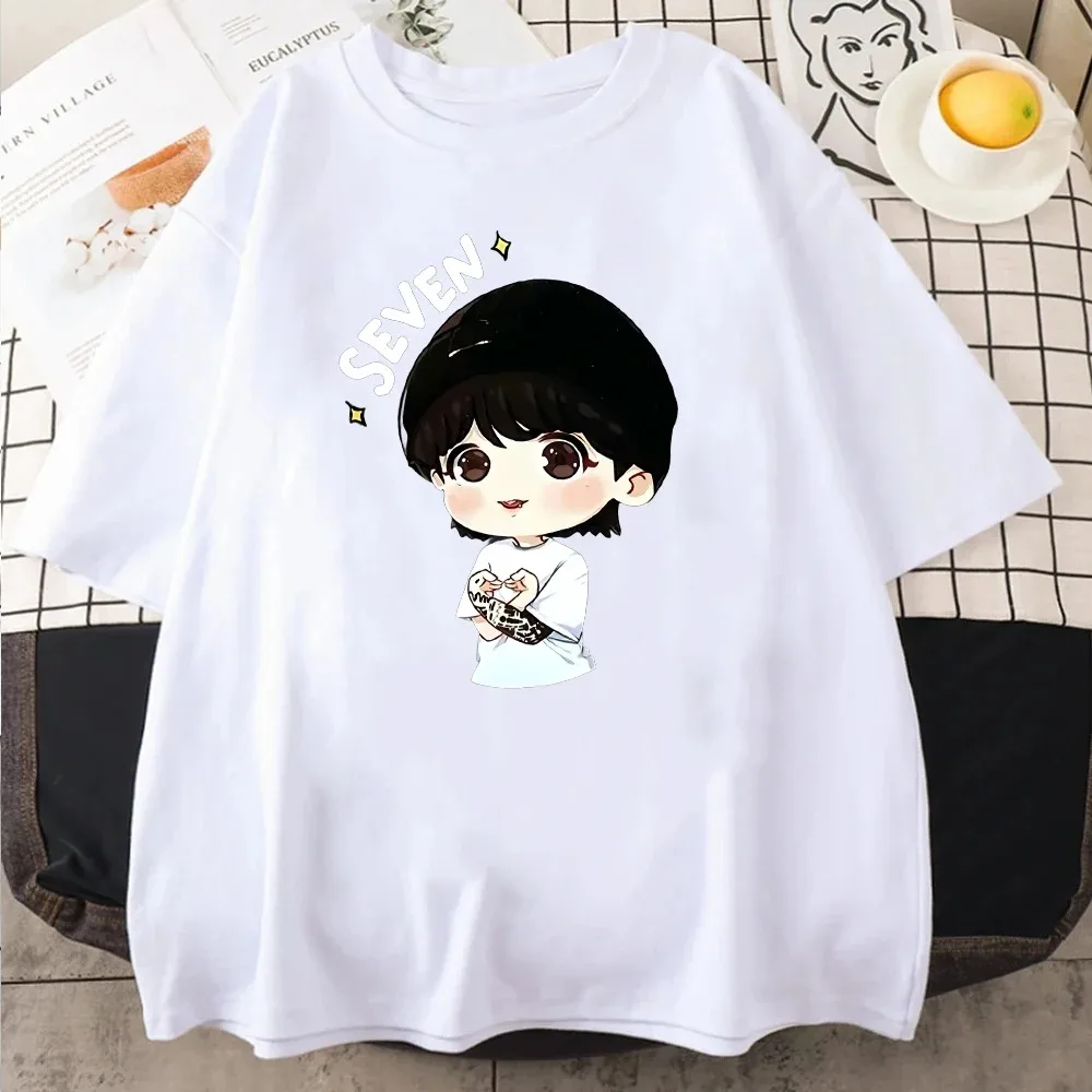 JungKook Seven T-shirt Harajuku WoMen\'s Aesthetic Fun Kawaii Short Sleeved Unisex Casual Sports Print T-shirt