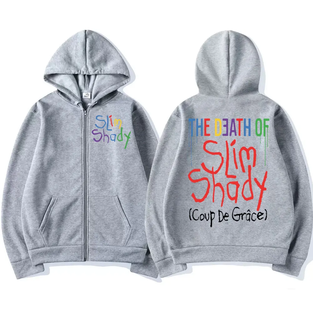 مغني الراب ايمينيم الموت سليم شادي طباعة قلنسوة بسحاب موضة الهيب هوب زمم البلوز Harajuku Y2k الشارع البلوفرات للجنسين