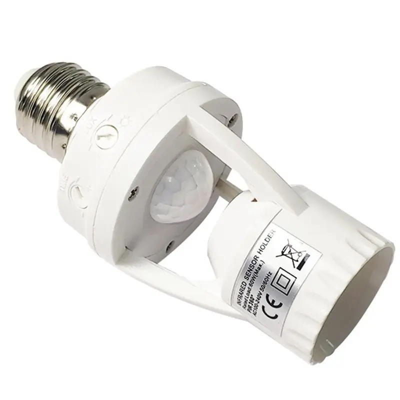 LICE-Automatic LED Switch For Home Corridor Smart Motion Sensor Light Bulb Holder PIR Induction Adapter Lamp Base Converter
