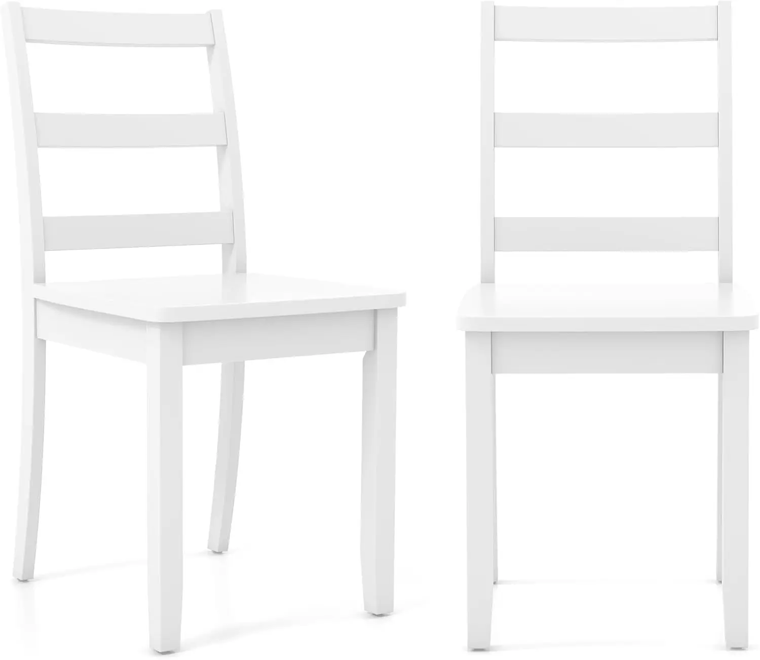 Dining Chairs Set of 2, Ladder Back Kitchen Chairs w/Rubber Wood Legs & Non-Slip Foot Mats, Side Chairs with 400 LBS,