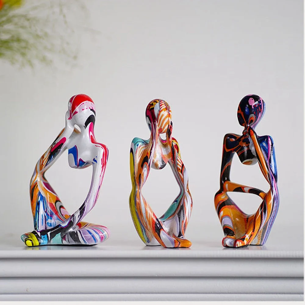 

Colorful Mini Thinker Ornament Sculpture Living Room Entrance Statues Sculptures Figurine Nordic Room Home Decor Decoration Desk