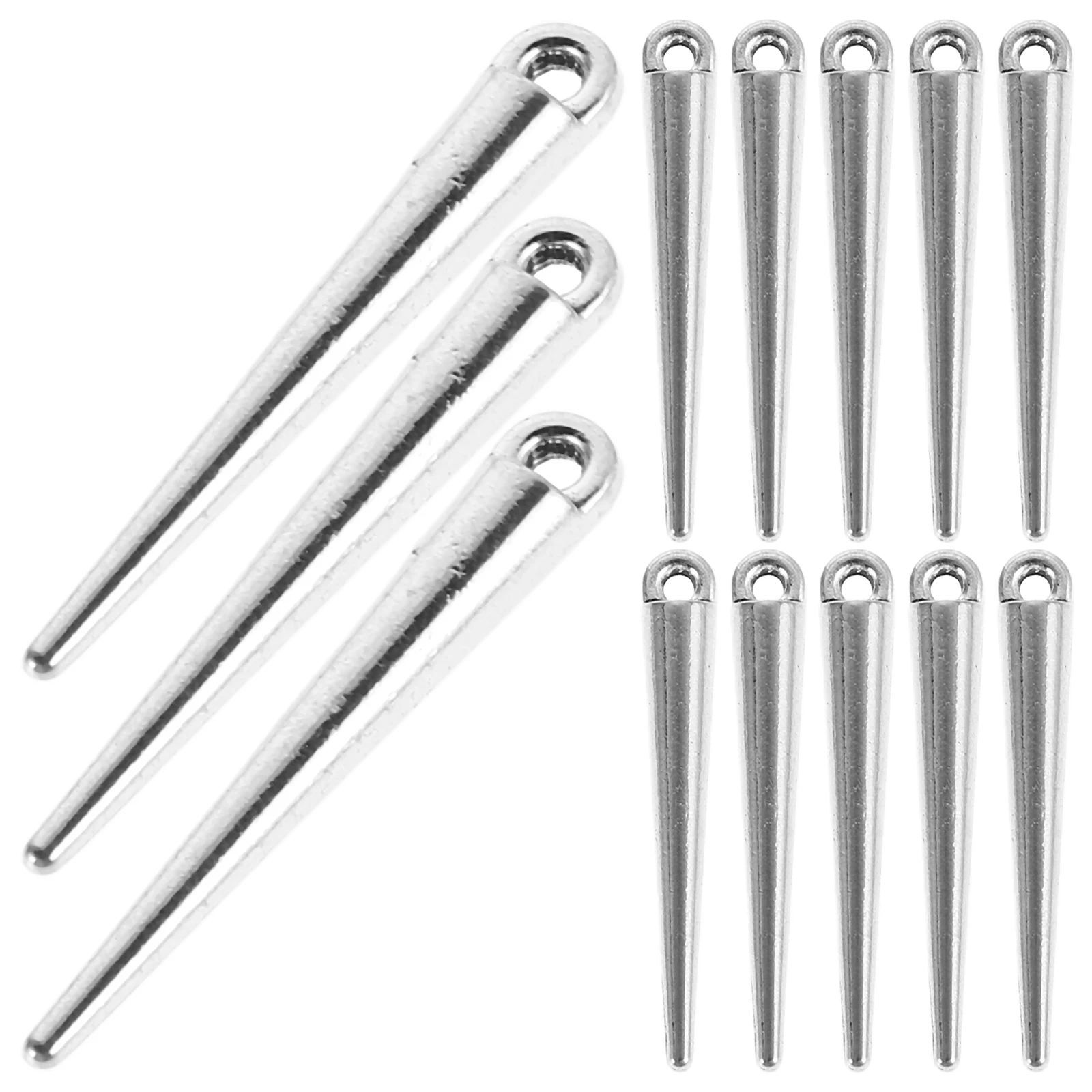 

30 Pcs Conical Pendant Jewelry Cone Bead Charm Metal Silver Zinc Alloy Dangle Charms