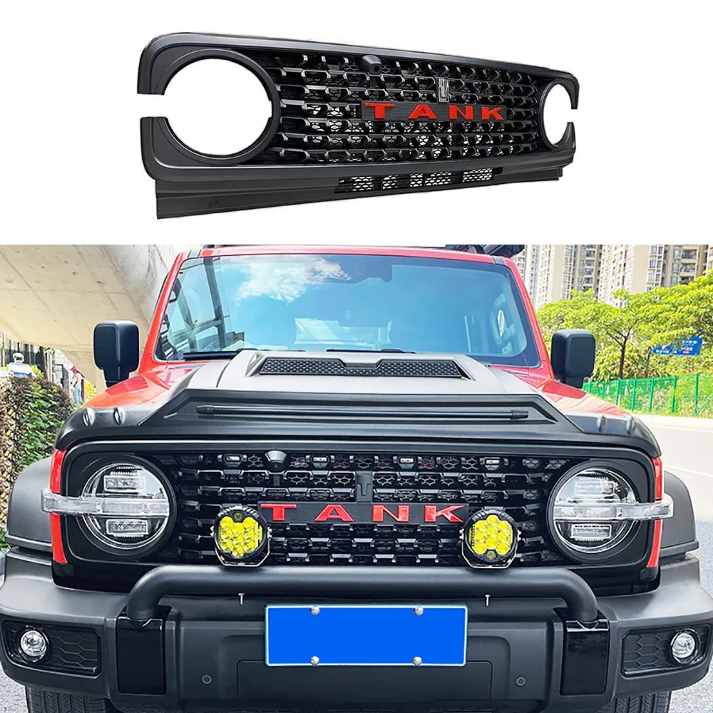 2021 2022 2023 2024 Off-road Front Grille Modified Front Face Retro Grille Headlamp Cover Frame For Tank 300 Car Accessories