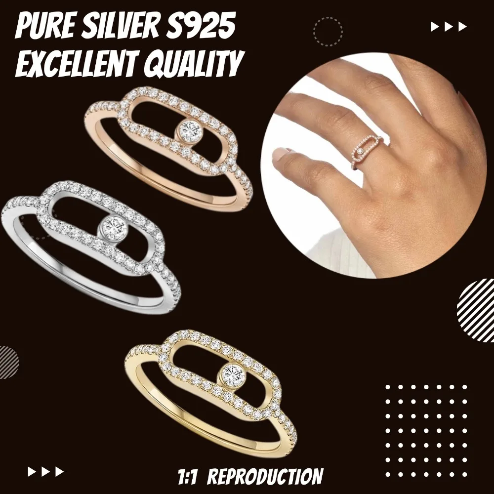 Messik Original Move Diamond Rings Sterling Silver Pierścionki 925, luksusowa marka Trend Biżuteria Akcesoria Damska impreza świąteczna