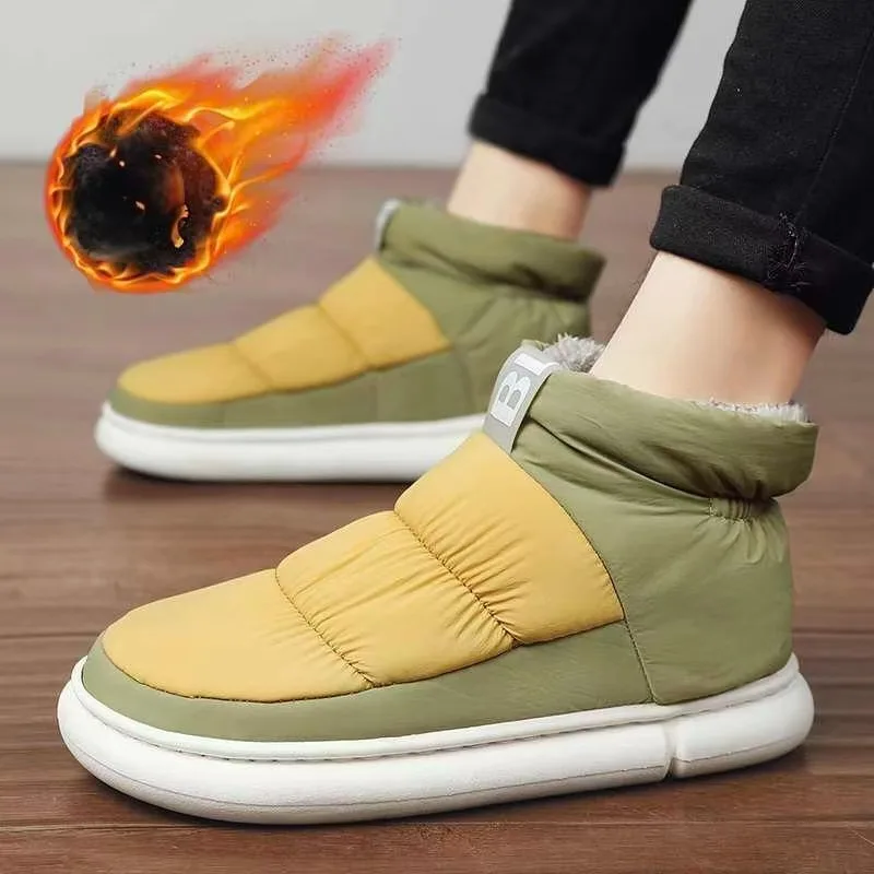 

Outdoor Plush Warm Men's Snow Boots Winter Couple Cotton Shoes Down Non-Slip Waterproof Fashion Kids Shoes Slip on Soft Sneakers