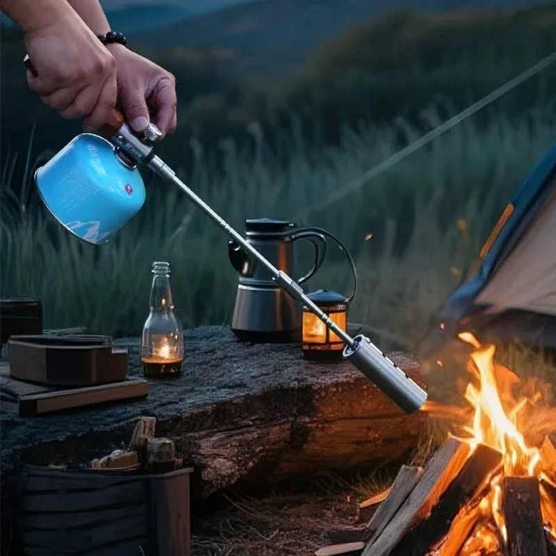 Camping Long Flame Igniter Outdoor Portable Wooden Handle Burner Picnic BBQ Motorcycle starter Removable Stove Toolkit