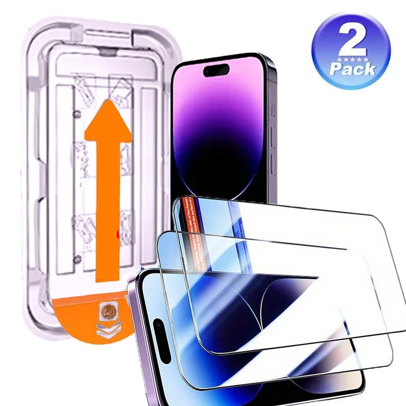 2Pcs Screen Protectors For IPhone 11 12 13 Pro Max 15 16 Pro Plus X X RAutomatic Dust Removal Anti-Scratch One-Click Application