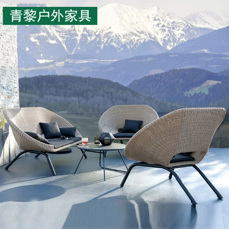 Outdoor rattan sofa coffee table combination living room courtyard garden villa balcony rattan table and chair furniture