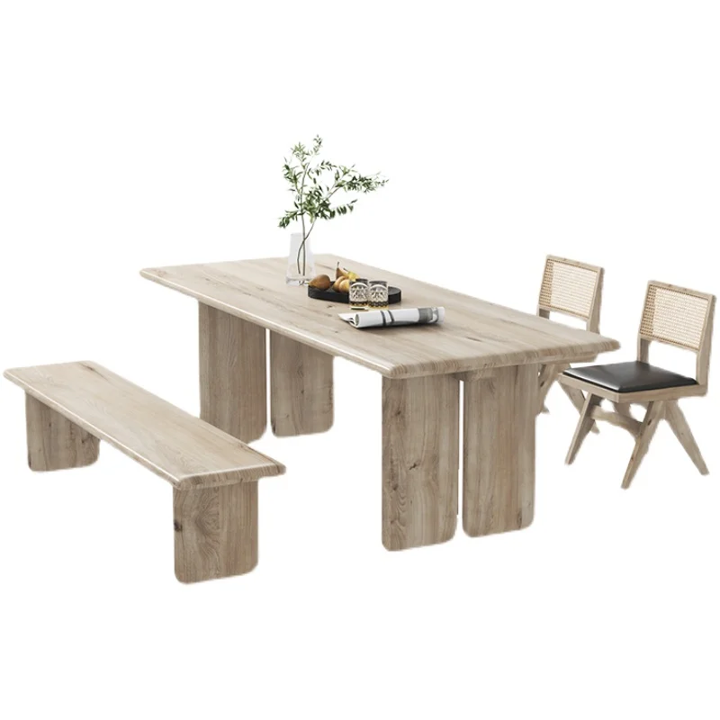 Solid wood dining table, modern household living room, rectangular dining table image 5