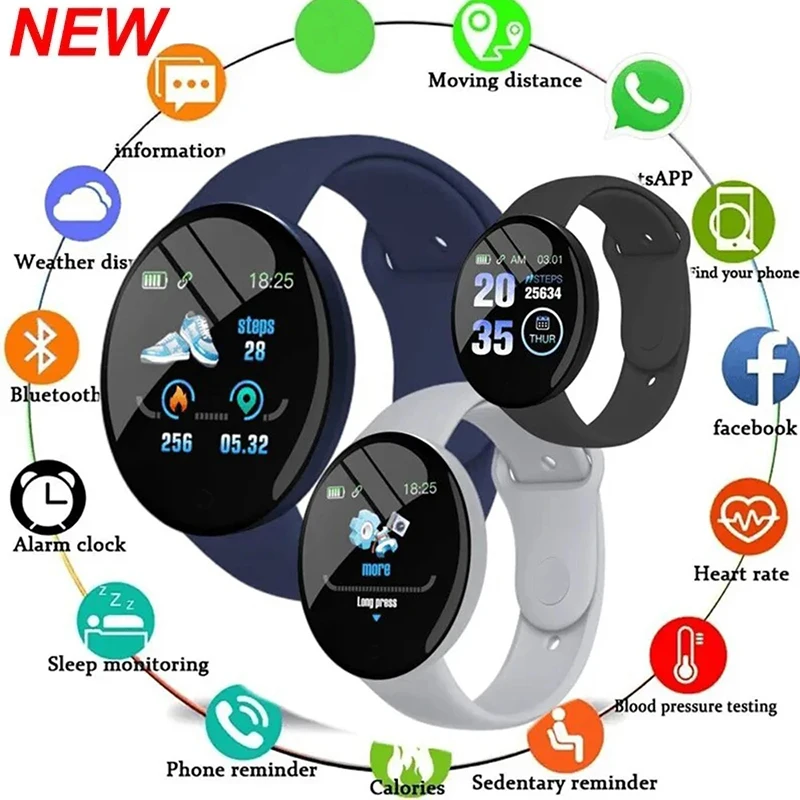 D18 Smartwatch Macaron Color Round Screen With Multiple Sports Modes Call Information Reminder Photo Taking Music Smart Bracelet